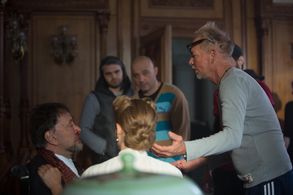 Director Tony Hickox attends to my bleeding nose (Exodus to Shanghai)