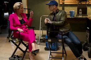 David Kerr with Emma Thompson on the set of Johnny English Strikes Again