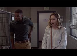 Still of Vince Washington and Judy Greer in Hulu’s Good Boy