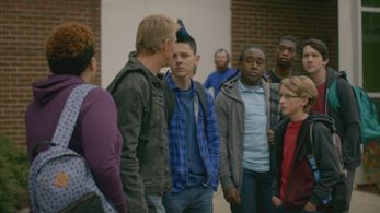 William Zabka, Jacob Bertrand, Owen Morgan, and Nichole Brown in Cobra Kai (2018)