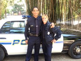 On set of Pretty Little Liars w/actor Jeremy Batiste
