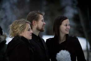 Esteri Orjasniemi, Joonas Makkonen and Maria Kunnari at the filming of 'Renewing Mikael'.