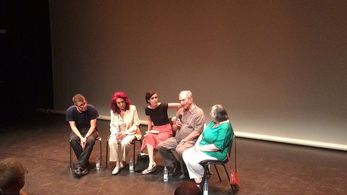 Nicolás Sánchez Albornoz, Dietmar Post, Lidia Falcón, and Elsa Osaba at an event for Franco on Trial: The Spanish Nuremb