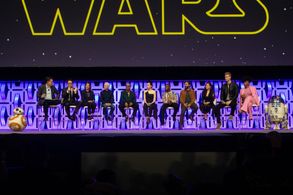 Anthony Daniels, Billy Dee Williams, Kathleen Kennedy, J.J. Abrams, Stephen Colbert, Hassan Taj, Oscar Isaac, Brian Herr