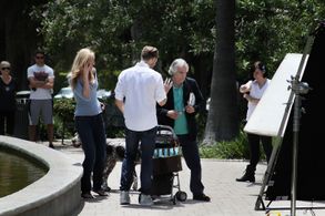Alex and Maddie, played by Bryan Fox and Cindy Dolenc, chatting with David, played by Henry Winkler.
