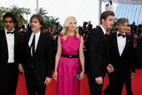 Kirsten Dunst, Viggo Mortensen, Charles Gillibert, Walter Salles, and Garrett Hedlund at an event for On the Road (2012)