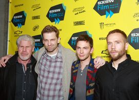 Ron Perlman, Daniel Stamm, Mark Webber, and Devon Graye at an event for 13 Sins (2014)