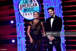 2019 LATIN AMERICAN MUSIC AWARDS - Catherine Siachoque and Pepe Gámez speak at the Dolby Theatre in Hollywood, CA