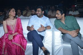 Siddharth, Sharwanand, and Aditi Rao Hydari at an event for Maha Samudram (2021)