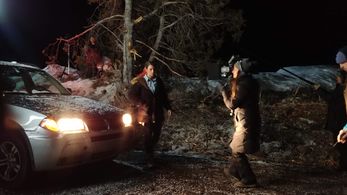 Kelsey Edwards on the set of The Werewolf