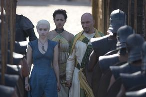 Dan Hildebrand, Nathalie Emmanuel, Emilia Clarke, and Rhys Howells in Game of Thrones (2011)