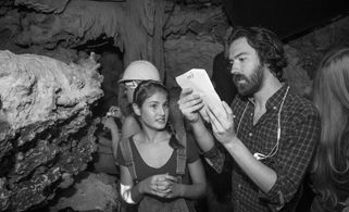 Ben Foster directing Olivia Draguicevich on the set of Time Trap.