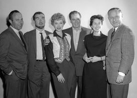 Desi Arnaz, Lucille Ball, Bob Carroll Jr., Madelyn Davis, Bob Schiller, and Bob Weiskopf in I Love Lucy (1951)