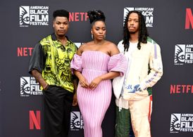 Teyonah Parris, Juel Taylor, and John Boyega at an event for They Cloned Tyrone (2023)