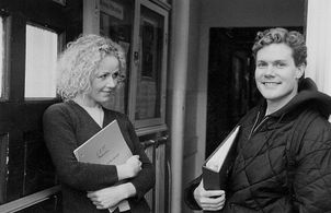 Vigdis Anholt and David Morwick on the set of Little Erin Merryweather