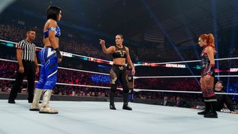 Pamela Martinez, Rebecca Quin, and Shayna Andrea Baszler in WWE Survivor Series (2019)