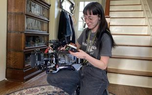 Echo Nguyen as first assistant camera on the set of Mature Women Only (2022)