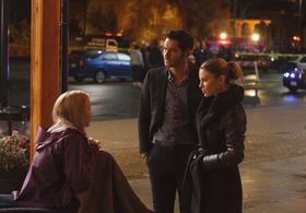 Tom Ellis, Lauren German, and Sofia Vassilieva in Lucifer (2016)