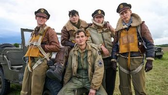 Austin Butler, Rafferty Law, Callum Turner, Anthony Boyle, and Ben Radcliffe in Masters of the Air (2024)