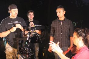 On the set of It's You Not Me Art Douglas, Steven Mangurten, Abe Portillo, Lauren Patrice Nadler
