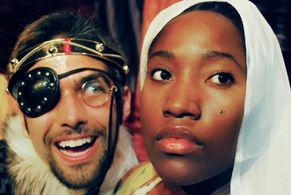 Mildred Marie Langford and Jonathan Helvey in 13 CLOCKS (Lifeline Theatre)