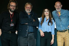 Sabrina Impacciatore, Marco Dell'Omo, Oliviero Toscani, and Marco Spagnoli