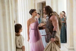 Dwayne Johnson, Irina Shayk, and Isaac Andrews in Hercules (2014)