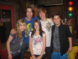 Cooper and Gatlin Green with the cast of 