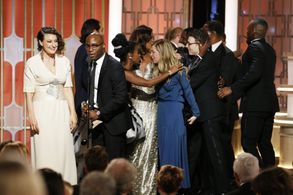 Dede Gardner, Barry Jenkins, and Adele Romanski at an event for The 74th Annual Golden Globe Awards 2017 (2017)