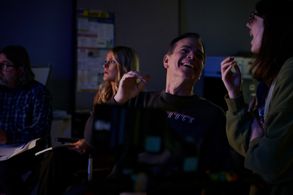 (L-R) Producer Chad Lunsford, script supervisor Chelbie Craig, director Rick Walker and production designer Jacie Quille