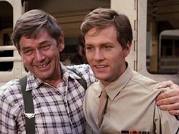 Ralph Waite and Robert Wightman in The Waltons (1972)