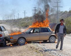 Mark Justice in the action ..car catch fire..