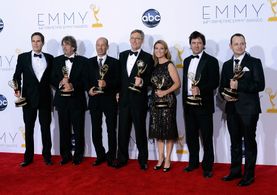 Henry Bromell, Alexander Cary, Alex Gansa, Howard Gordon, Chip Johannessen, Meredith Stiehm, and Gideon Raff at an event