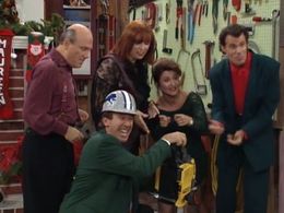 Tim Allen, Tim Hauser, Vicki Lewis, Alan Paul, Janis Siegel, Cheryl Bentyne, and The Manhattan Transfer in Home Improvem