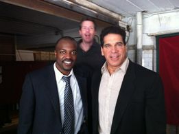 Darwin Harris, Aaron Pope and Lou Ferrigno on the Liberator set.