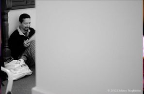 On set, reviewing my lines