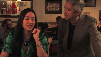 Sophisticated Man at Bar tries to chat up Emily Dortmunder (Amanda Englund); 