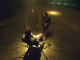 Joris Jarsky, Melanie Scrofano, and Natalie Krill in Wynonna Earp (2016)