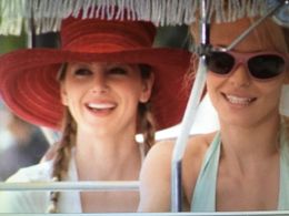 Actress Natasha Pavlovich co-starring with Pamela Anderson in the TV show VIP.