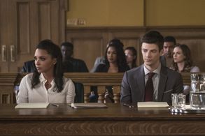 Danielle Nicolet, Danielle Panabaker, Grant Gustin, and Candice Patton in The Flash (2014)
