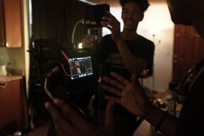 Nate Lyles on set of 