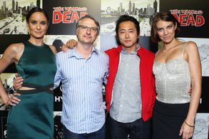 Sarah Wayne Callies, Glen Mazzara, Lauren Cohan, and Steven Yeun at an event for The Walking Dead (2010)