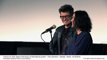 Lucía Palacios and Dietmar Post at an event for Franco on Trial: Spain in the focus of international justice (2018)