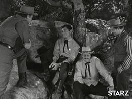 Stanley Clements, Stacy Harris, Hugh O'Brian, and Kelly Thordsen in The Life and Legend of Wyatt Earp (1955)