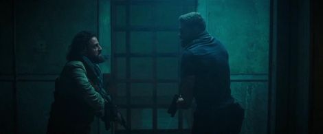 Rowan Bousaid with Wed Chatham in Escape Plan 2: Hades