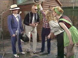 John Du Prez, Andrea Arnold, Patrick Doyle, and Arlene Phillips in No 73 (1982)