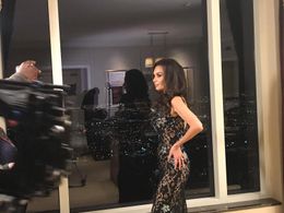 Actress Brenda Mejia on set as 