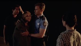 Steve Byers, Christopher Jacot, Katie McGrath, and Jessica Sipos in Slasher (2016)