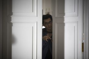 John H. Lee on set of 