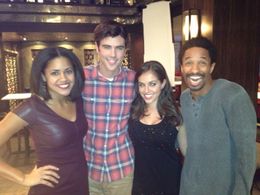 Amaris Davidson, Blake Lee, Kathryn Feeny, and Craig Frank on the set of ABC's new hit show Mixology